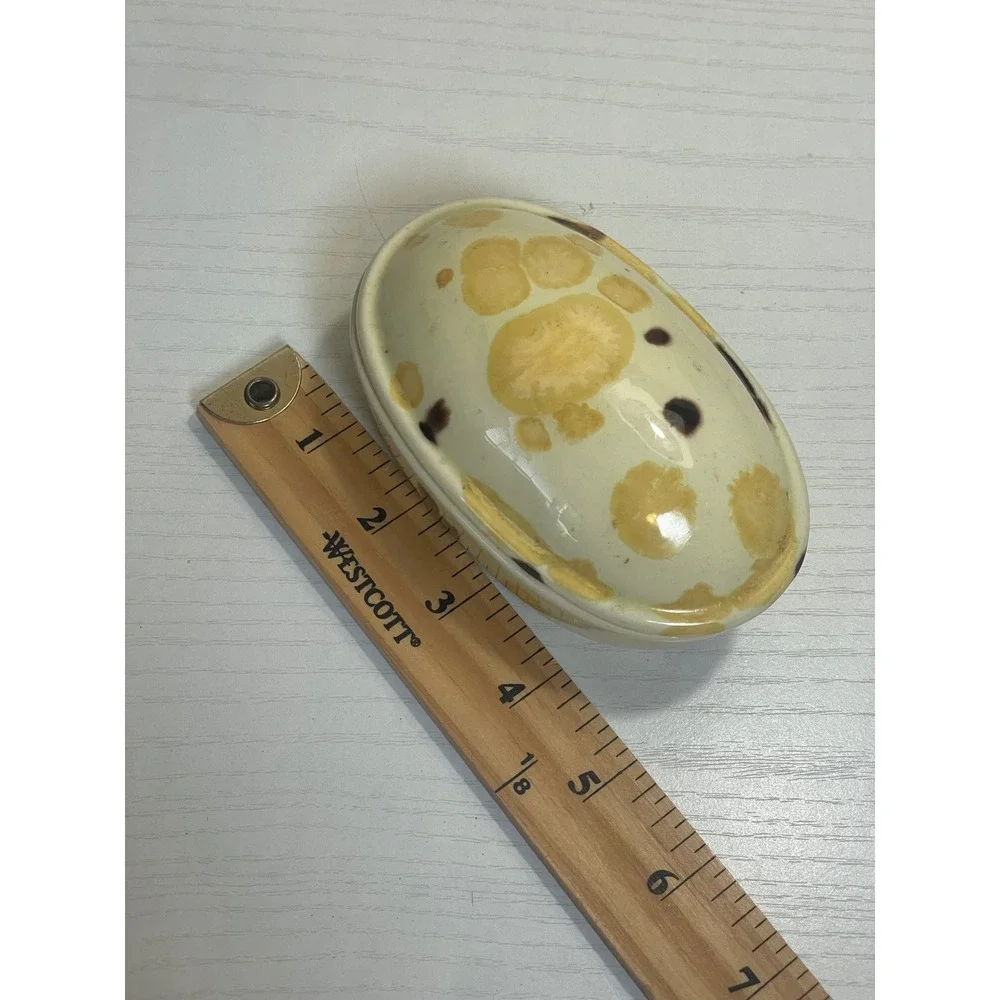 Trinket Box Yellow Brown‎ Speckled Decorative Container Handmade Ceramic